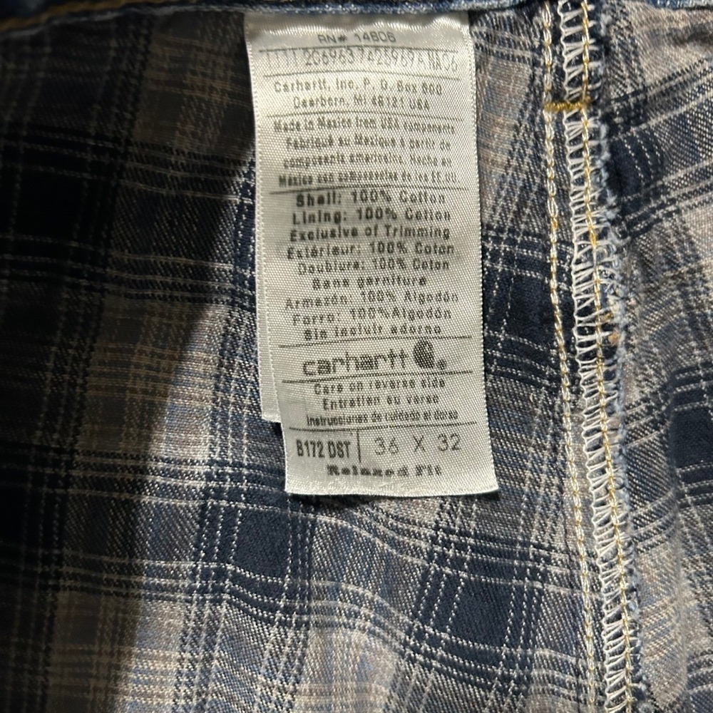 Carhartt B172 DST Jeans Mens 36x32 Blue Flannel Lined Relaxed Fit Workwear Denim - Picture 2 of 7